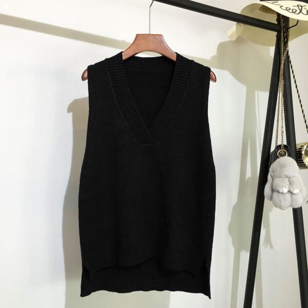 Women's V-Neck Knitted Vest - Image 2