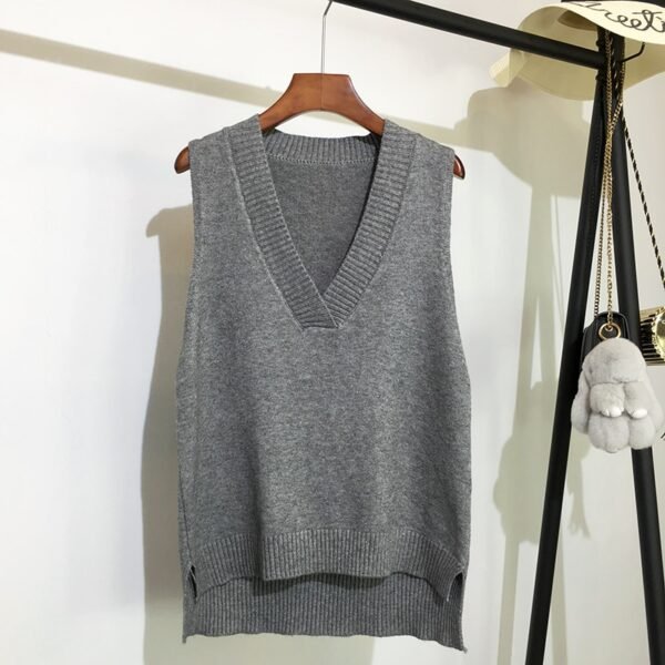 Women's V-Neck Knitted Vest - Image 5