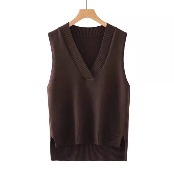 Women's V-Neck Knitted Vest - Image 6