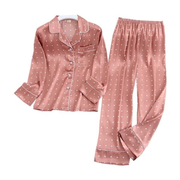 Women's Silk Polka Dot Pajama Set - Image 5